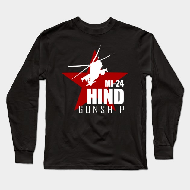 Helicopter Gunship MI-24 Hind Long Sleeve T-Shirt by TCP